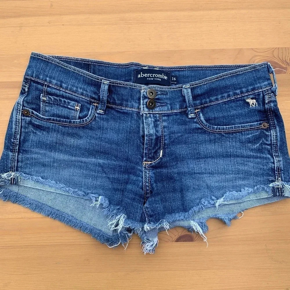 Abercrombie Stretch Frayed Hem Jean Shorts
